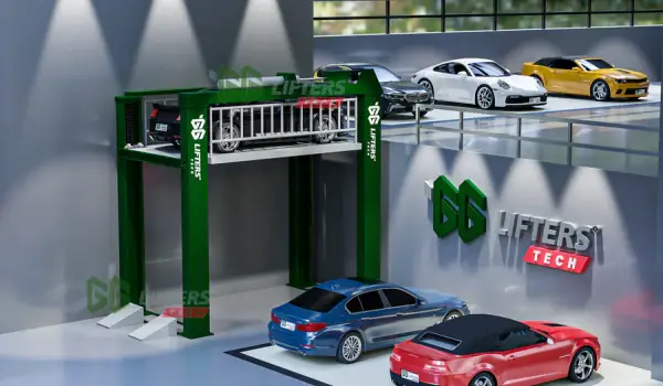 Elevador de armazenamento de carro de 4 postes com guincho automático  Elevador de estacionamento hidráulico de